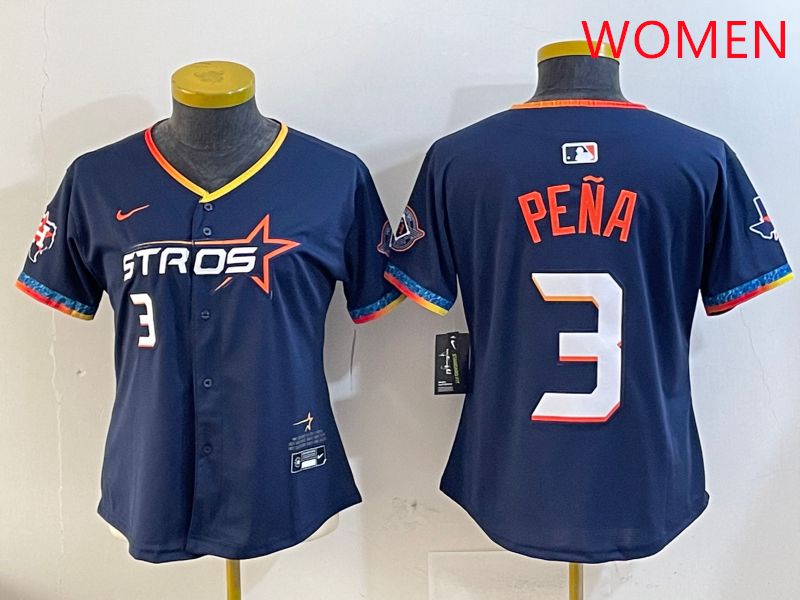 Women Houston Astros #3 Pena Drak Blue Fourth generation Joint Name 2025 Nike MLB Jersey style 6